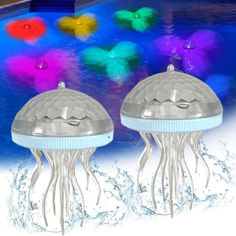 2 Pack Solar Floating Jellyfish Pool Lights, 7-Color Changing Waterproof - Image 1