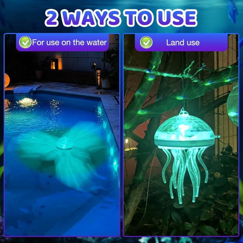 2 Pack Solar Floating Jellyfish Pool Lights, 7-Color Changing Waterproof - Image 4