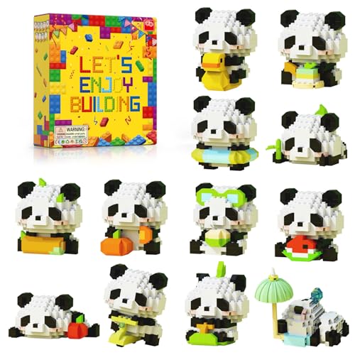 HIGH GODO 12Pack Pandas Party Favors Building Set 1977PCS Cute Animals Set for Goodie Bag Stuffers Classroom Prizes Party Favors Birthday Gift for Teens 14 Not Compatible with Major Brand - Image 1