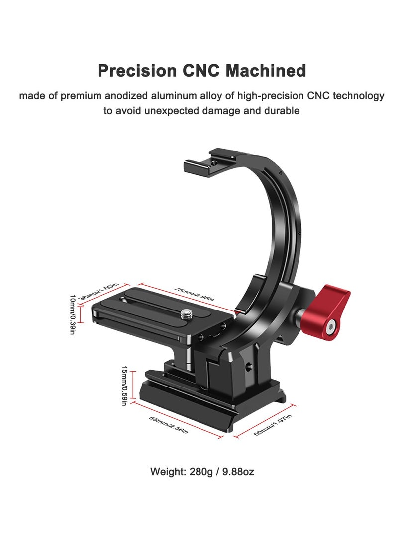 Rotatable Tripod Mount Ring for Telephoto Lenses, Compatible with Sony, Canon, Nikon, Fujifilm, Metal Support Bracket with Arca Swiss Quick Release Plate  - Image 4