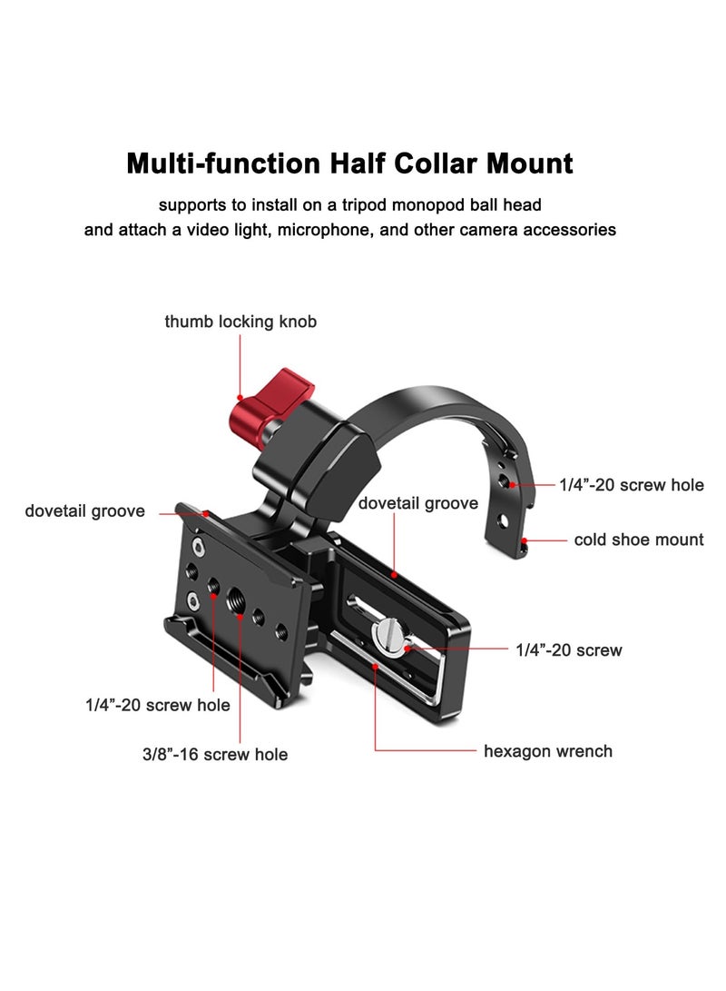 Rotatable Tripod Mount Ring for Telephoto Lenses, Compatible with Sony, Canon, Nikon, Fujifilm, Metal Support Bracket with Arca Swiss Quick Release Plate  - Image 5