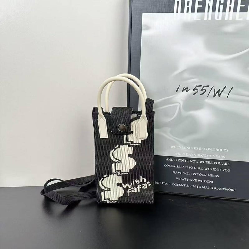 Ins Mobile Phone Bag Flower Knitted Bag Niche Versatile Shoulder Crossbody Bag Trendyy Tote Bag Flower Woven - Image 1