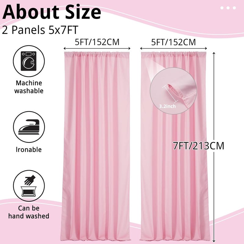 CIPAZEE Pink Curtains Backdrop for Parties, Wrinkle-Resistant Pink Photo Backdrop Curtains Drapes for Party Birthday Wedding Decoration Photography,5ft x 10ft, 2 Panels - Image 3
