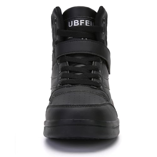 UBFEN Womens High Top Sneakers with Hidden Wedge Heel Ankle Support 2 Inch Height Increase 80s Retro Casual Boots Black Size US 8 - Image 3