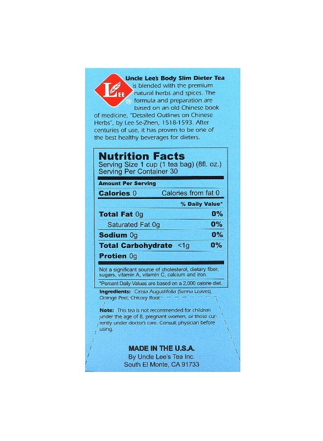 Uncle Lee's Tea Uncle Lee's Tea, Body Slim Dieter Tea, Original, Caffeine Free, 30 Tea Bags, 2.12 oz (60 g)  - Image 2