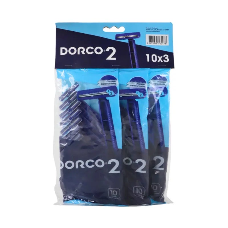 Dorco 2 Twin Blade Disposable Razor with Non Slip Handle for Men- 30 Pieces - Image 1