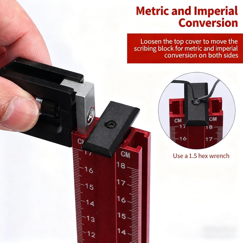 Precise Height and Depth Measuring Gauge Metric English Scale Accurate Measurement Up to 1000mm Ranges for Various Applications Aluminum Gauge - Image 4
