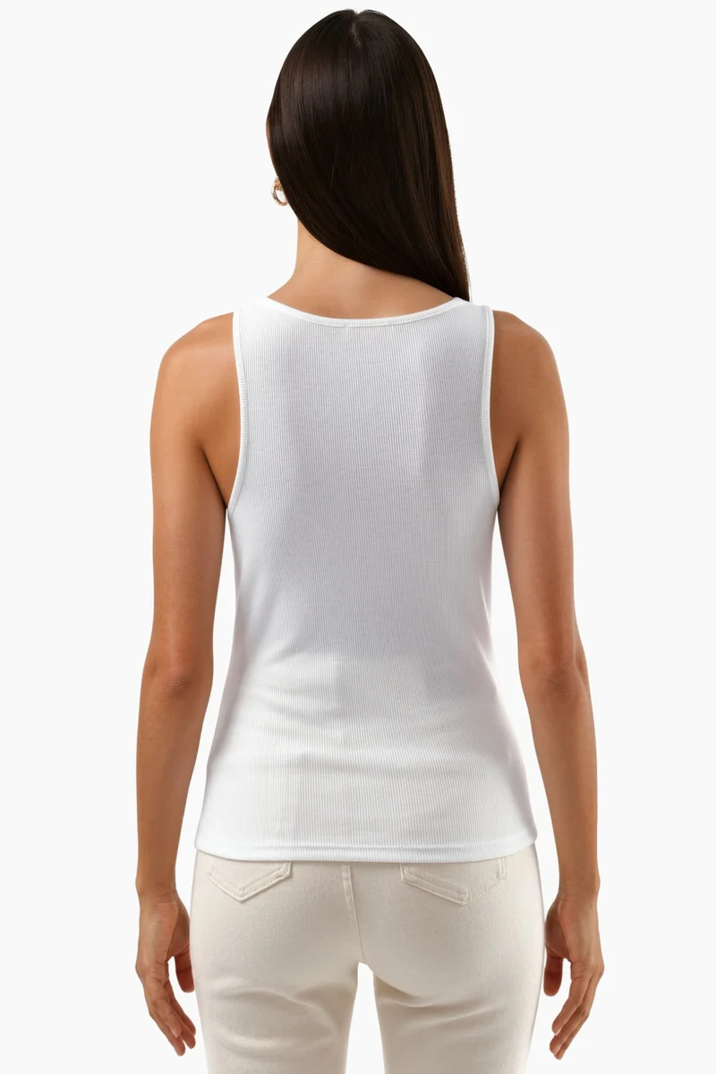 Hiccup White Invisible Strap Tank Top for Women | Best Price UAE