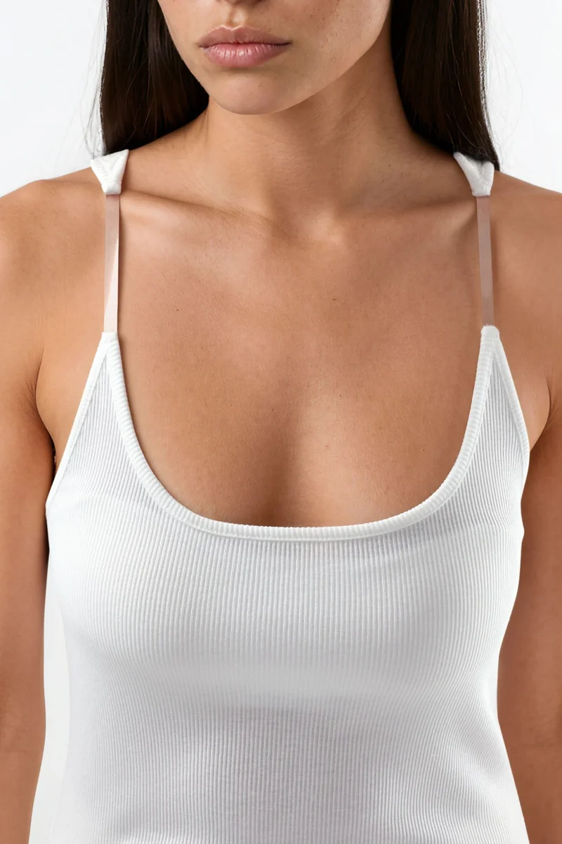 Hiccup White Invisible Strap Tank Top for Women | Best Price UAE