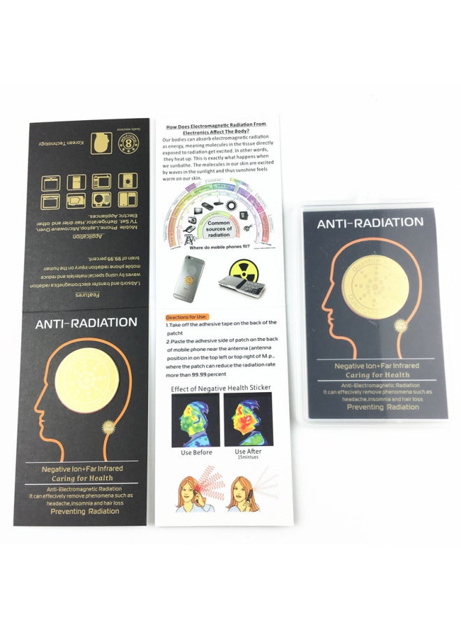 24K Sunflower Pattern Energy Mobile Phone Sticker/anti-radiation Mobile Phone Sticker Plastic Box-Color:Gold - Image 4