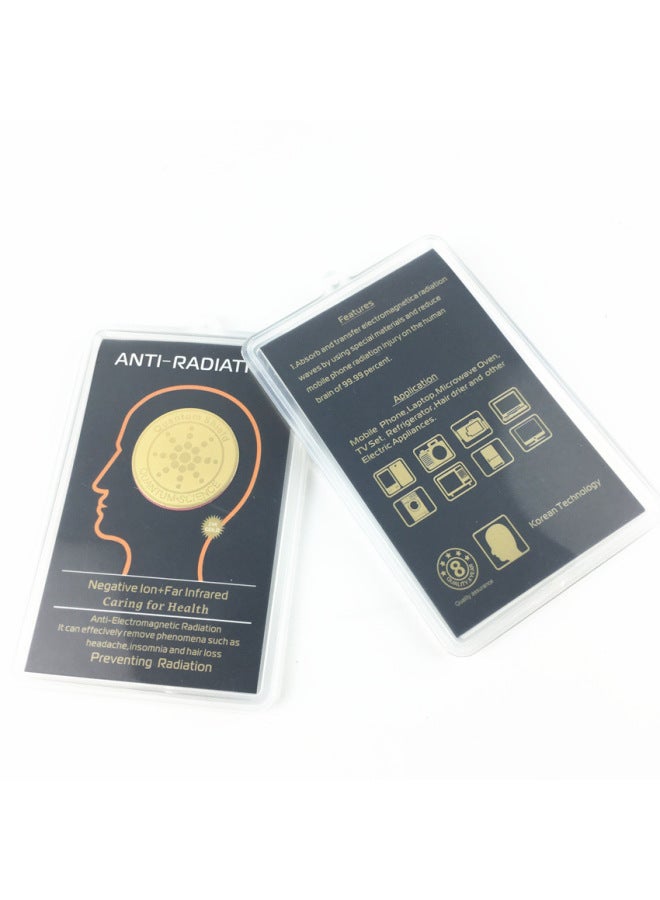 24K Sunflower Pattern Energy Mobile Phone Sticker/anti-radiation Mobile Phone Sticker Plastic Box-Color:Gold - Image 2