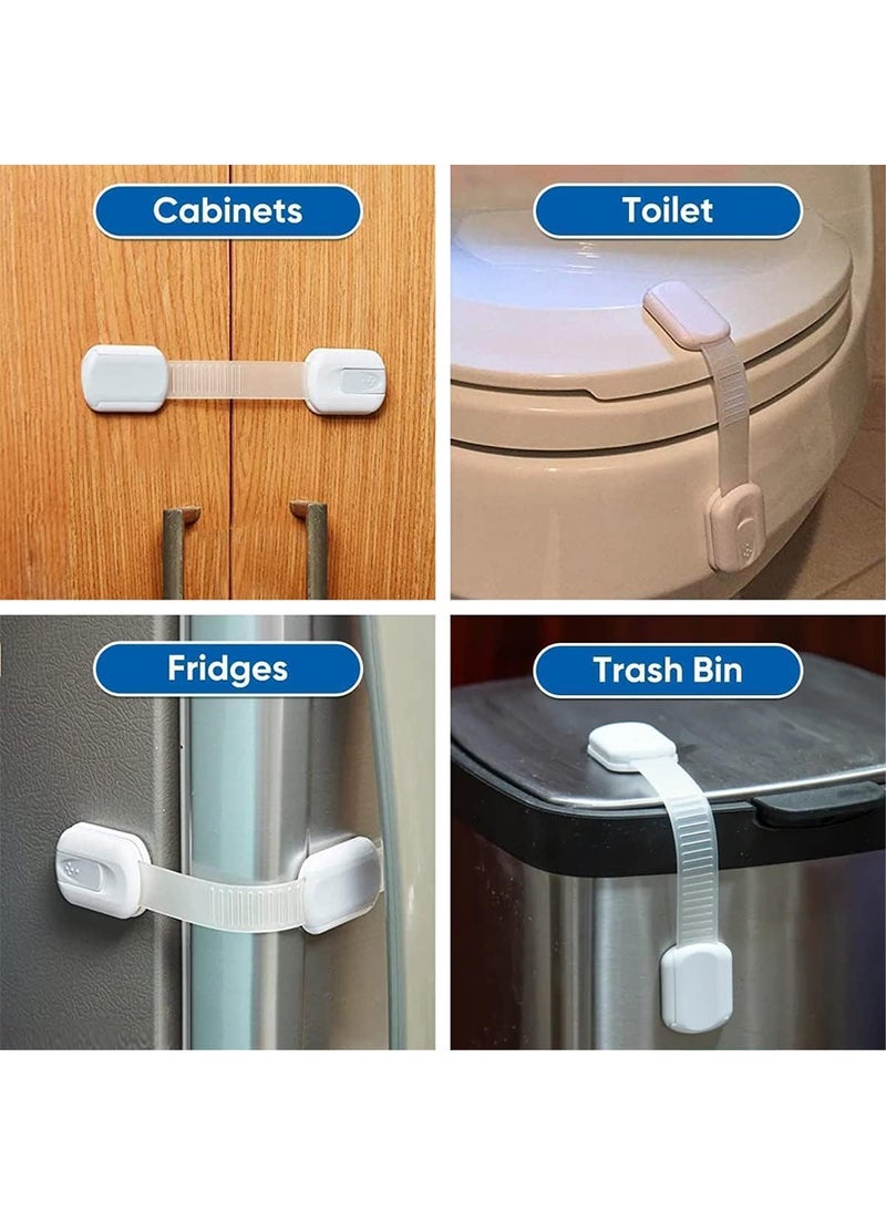 Child Safety Latches (6-Pack) | Cabinet Locks Baby Proofing| Baby Proofing set Strong and adjustable child locks suitable to lock door, fridge, toilet seat, cabinet, drawer, window, and oven