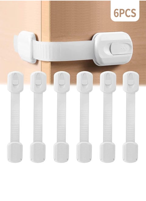 Child Safety Latches (6-Pack) | Cabinet Locks Baby Proofing| Baby Proofing set Strong and adjustable child locks suitable to lock door, fridge, toilet seat, cabinet, drawer, window, and oven