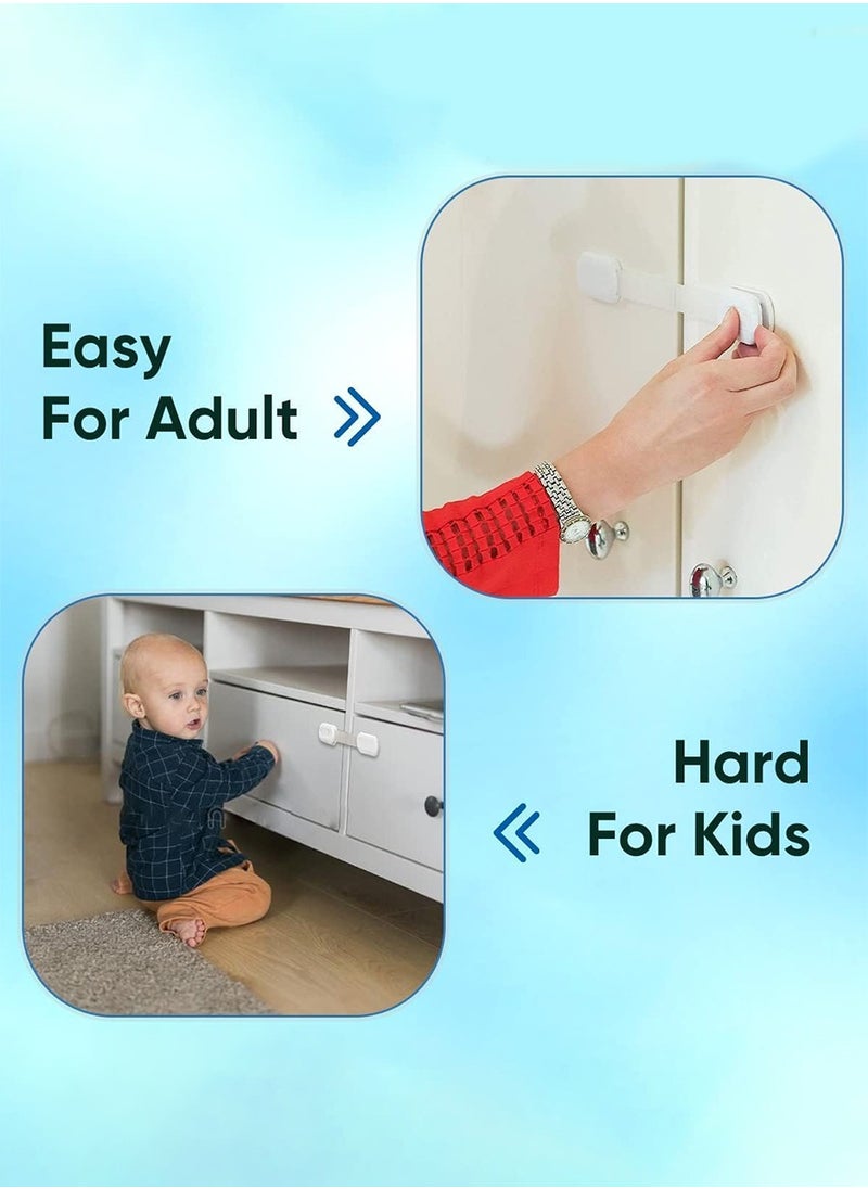 Child Safety Latches (6-Pack) | Cabinet Locks Baby Proofing| Baby Proofing set Strong and adjustable child locks suitable to lock door, fridge, toilet seat, cabinet, drawer, window, and oven