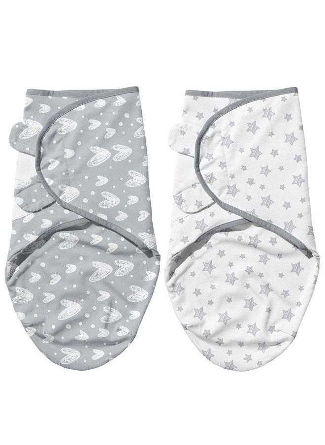 Biloban - Baby Swaddles 03 Months For Boy Girls Baby Swaddle Newborn Swaddle Cotton Adjustable Swaddle Blanket Lovely Grey Print 2 Pack - Image 1