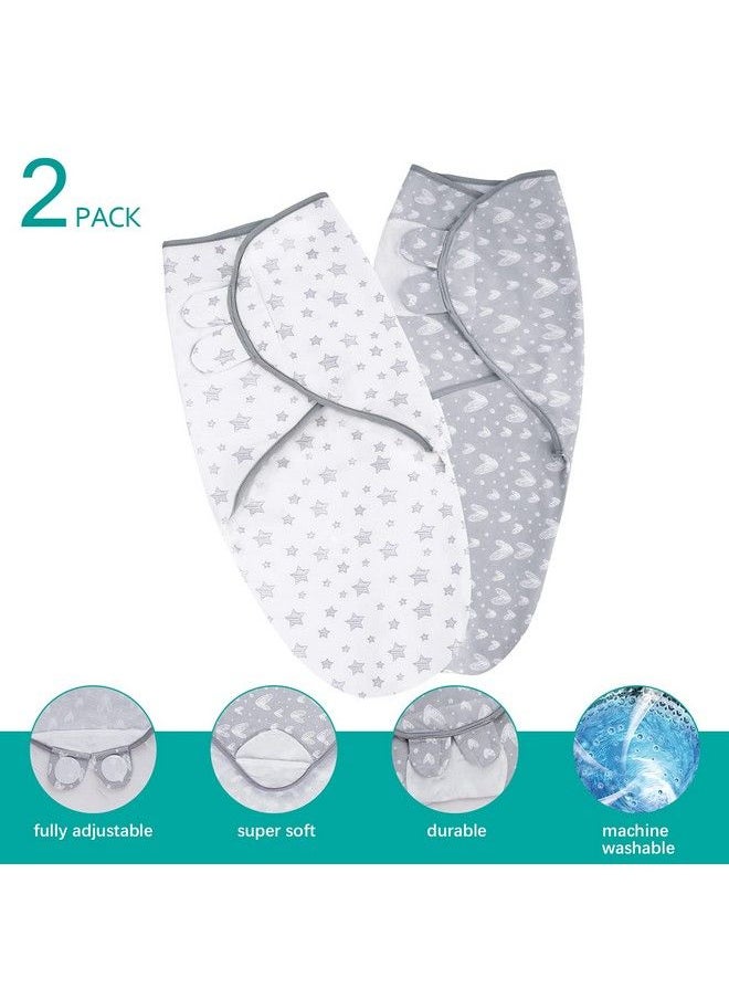 Biloban - Baby Swaddles 03 Months For Boy Girls Baby Swaddle Newborn Swaddle Cotton Adjustable Swaddle Blanket Lovely Grey Print 2 Pack - Image 1