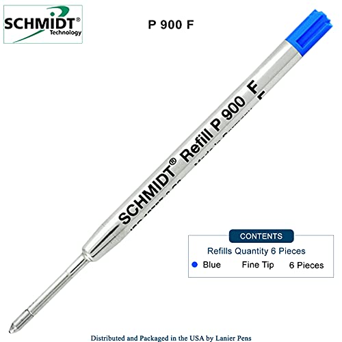 Schmidt 6 Pack - Blue-P900-Fine Tip Schmidt Parker Style Ballpoint Refill - Image 2