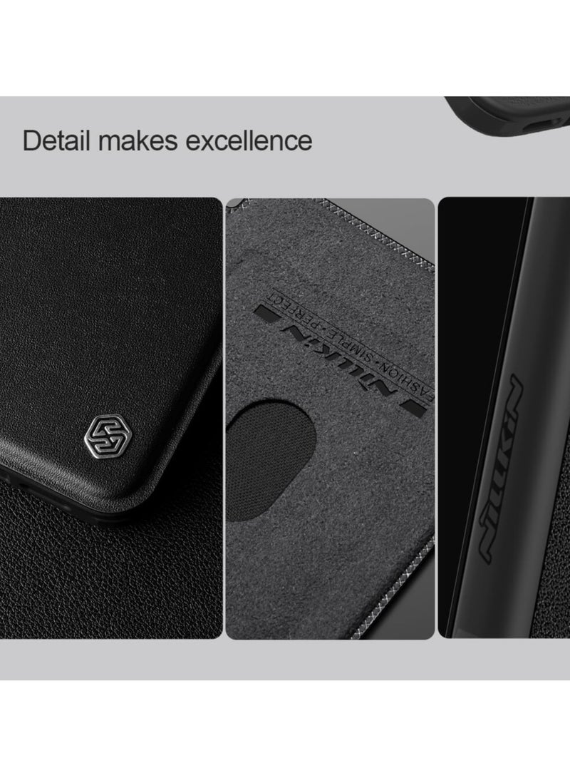 Nillkin Qin Prop Series Leather Case for Apple iPhone 16 Pro Max (2024) – Classic Black, Flip Camera Cover with Lens Kickstand - Image 5