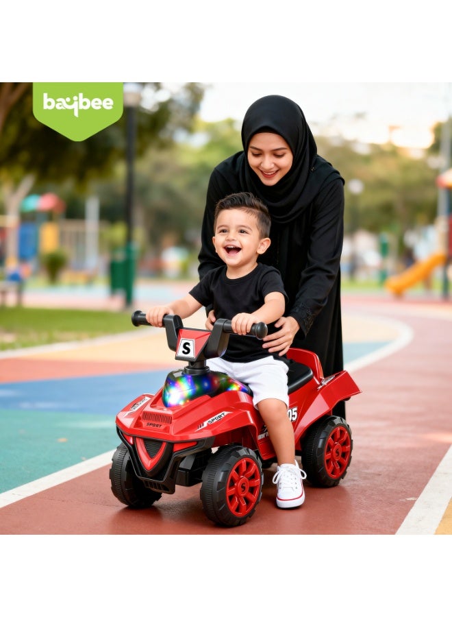 بيبي سيارة بايبي بازي للأطفال، سيارة أطفال قابلة للركوب بمقبض دفع، أضواء، موسيقى ومقعد واسع | سيارة دفع للأطفال الرضع | سيارة دفع للأطفال من عمر سنة إلى 3 سنوات (أحمر) - Image 3