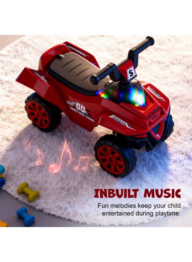 بيبي سيارة بايبي بازي للأطفال، سيارة أطفال قابلة للركوب بمقبض دفع، أضواء، موسيقى ومقعد واسع | سيارة دفع للأطفال الرضع | سيارة دفع للأطفال من عمر سنة إلى 3 سنوات (أحمر) - Image 4