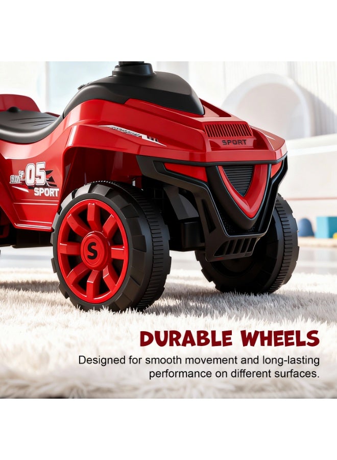 بيبي سيارة بايبي بازي للأطفال، سيارة أطفال قابلة للركوب بمقبض دفع، أضواء، موسيقى ومقعد واسع | سيارة دفع للأطفال الرضع | سيارة دفع للأطفال من عمر سنة إلى 3 سنوات (أحمر) - Image 5