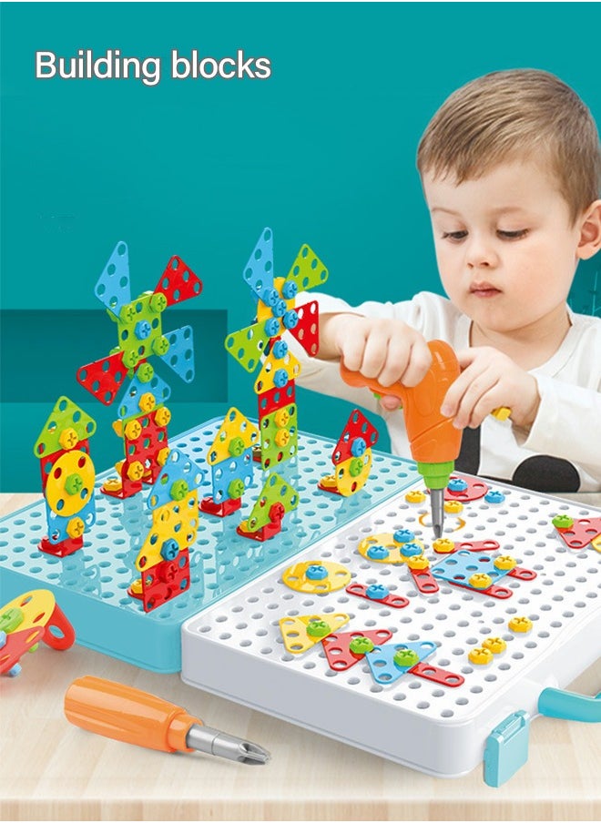 GROIC - Learning Toy Building Blocks, Drill And Screwdriver Tool Set Puzzle For Kids, Educational Games For Kids, Early Education Building Blocks - Image 1