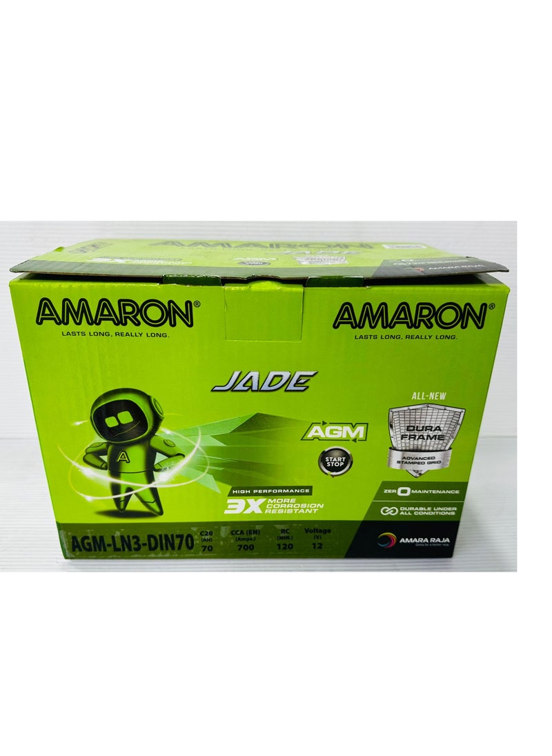 أمارون بطارية سيارة AGM 12 فولت 70 أمبير DIN70L / LN3  - Image 2
