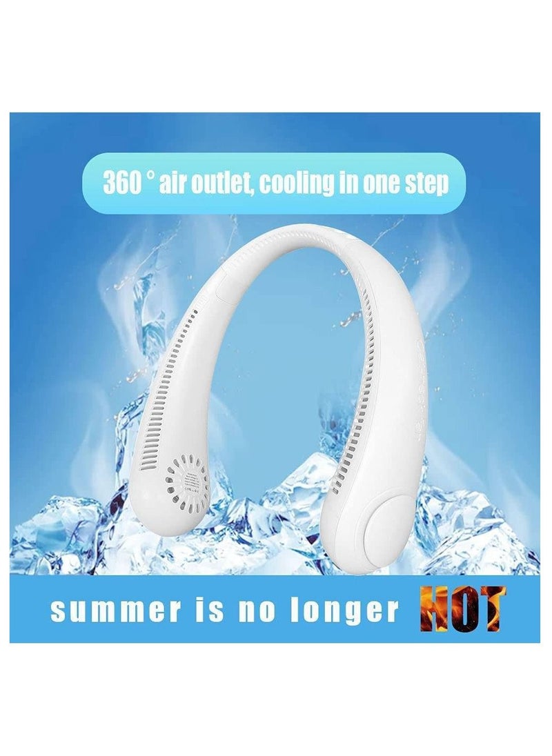 XiuWoo Portable Neck Fan 3 Speeds/Natural Wind Mode/Angle Adjustable/Hand-free Neck Fan For Both Outdoor & Indoor Use (White)  - Image 4