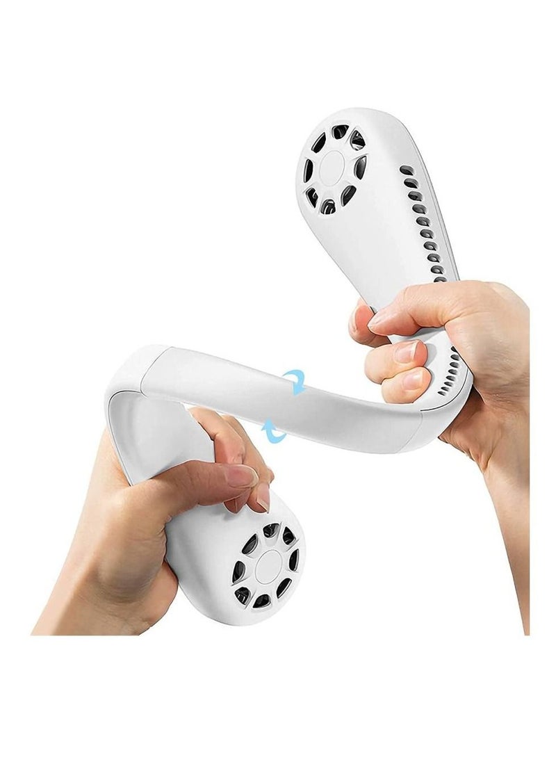 XiuWoo Portable Neck Fan 3 Speeds/Natural Wind Mode/Angle Adjustable/Hand-free Neck Fan For Both Outdoor & Indoor Use (White)  - Image 3