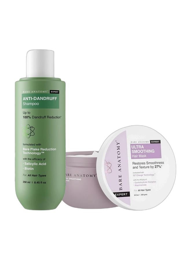 BARE ANATOMY Anti Dandruff Shampoo (Salicylic Acid & Biotin) 250ml & Ultra Smoothing Hair Mask 250g 250g Bundle - Image 1