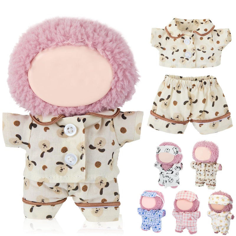 Simgoing 17cm Doll Clothes Pajamas Set with Pants Good Night Bedding Clothes Outfit Gifts Fits Most 17cm Dolls Accessories for DIY Dress up Lovers(Cute Dog) - Image 1