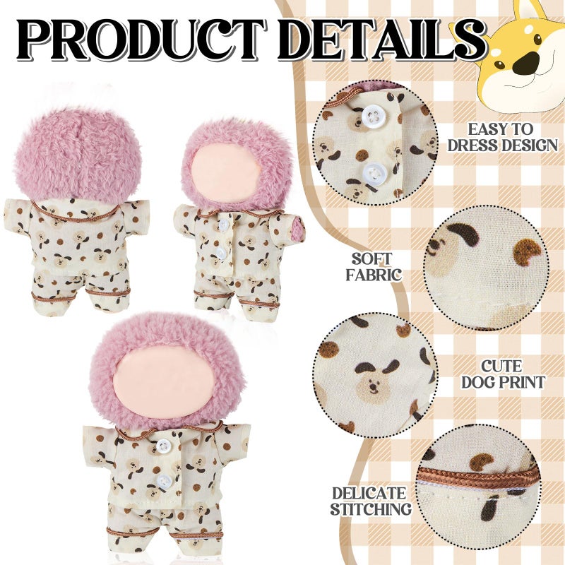 Simgoing 17cm Doll Clothes Pajamas Set with Pants Good Night Bedding Clothes Outfit Gifts Fits Most 17cm Dolls Accessories for DIY Dress up Lovers(Cute Dog) - Image 3