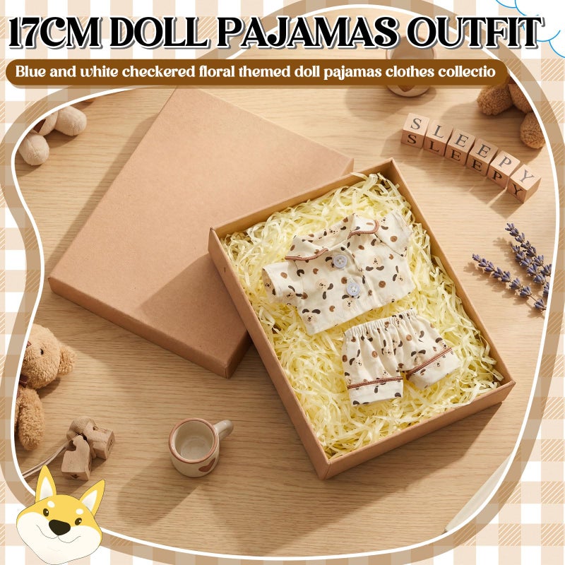 Simgoing 17cm Doll Clothes Pajamas Set with Pants Good Night Bedding Clothes Outfit Gifts Fits Most 17cm Dolls Accessories for DIY Dress up Lovers(Cute Dog) - Image 4
