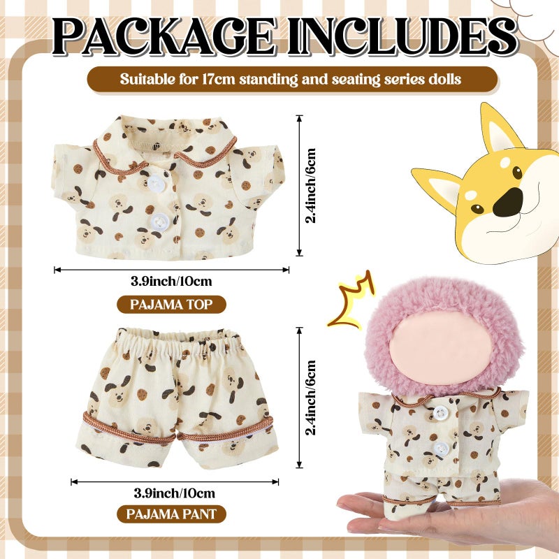 Simgoing 17cm Doll Clothes Pajamas Set with Pants Good Night Bedding Clothes Outfit Gifts Fits Most 17cm Dolls Accessories for DIY Dress up Lovers(Cute Dog) - Image 2