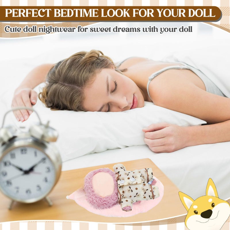 Simgoing 17cm Doll Clothes Pajamas Set with Pants Good Night Bedding Clothes Outfit Gifts Fits Most 17cm Dolls Accessories for DIY Dress up Lovers(Cute Dog) - Image 5