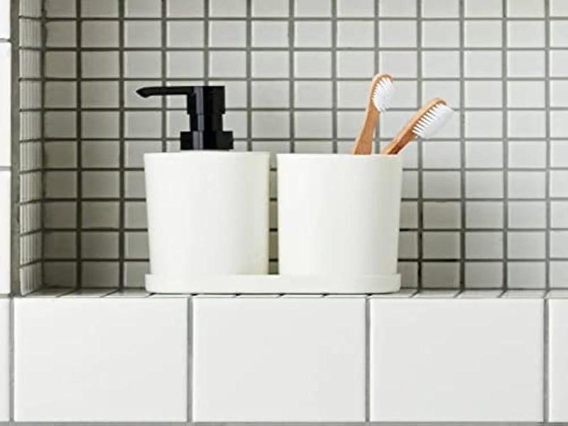 IKEA ASIA 3-Piece Bathroom Accessory Sets, Soap Dispenser, Toothbrush Holder and Tray, White - Image 3