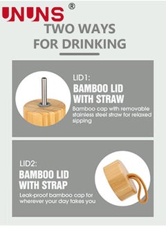 UNUNS 1L Motivational Glass Water Bottle with Time Marker & Silicone Sleeve &  Straw & Bamboo Lids & Fruit Infuser , Leak Proof Reusable BPA Free Motivational Drinking Jug Water Jug  - Image 5