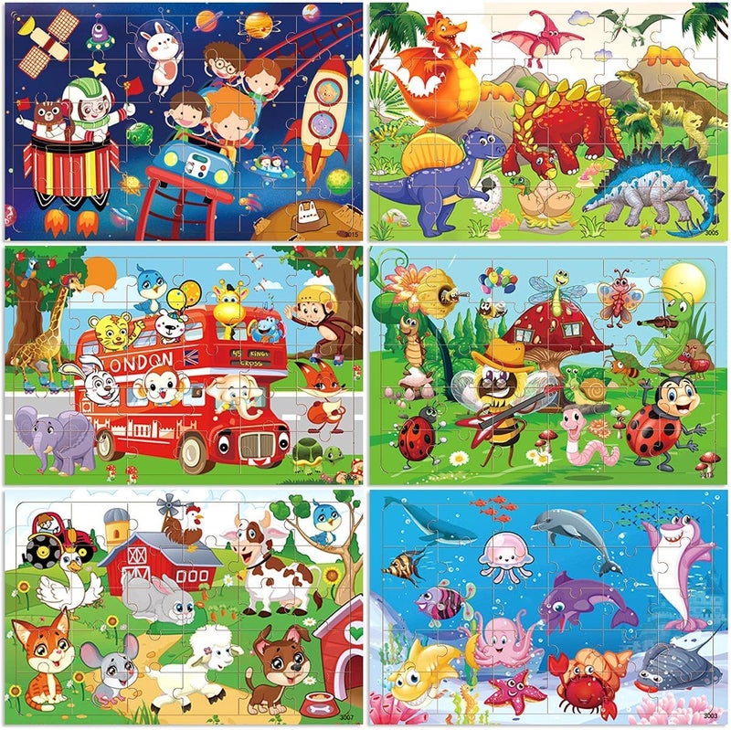 Blppldyci Wooden Jigsaw puzzles for kids ages 3-5 Year Old 30 Piece Colorful Wooden Puzzles for Toddler Children Learning Educational Puzzles Toys for Boys and Girls Set for Kids 3 4 5 6 Year Old (6 Puzzles) - Image 1