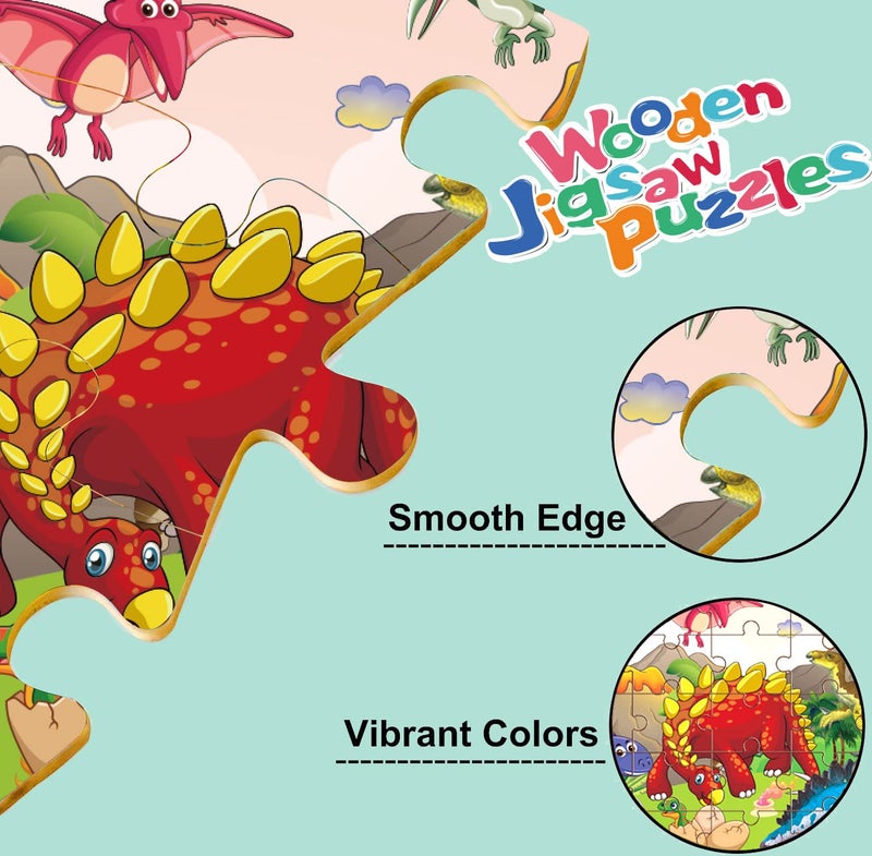 Blppldyci Wooden Jigsaw puzzles for kids ages 3-5 Year Old 30 Piece Colorful Wooden Puzzles for Toddler Children Learning Educational Puzzles Toys for Boys and Girls Set for Kids 3 4 5 6 Year Old (6 Puzzles) - Image 3