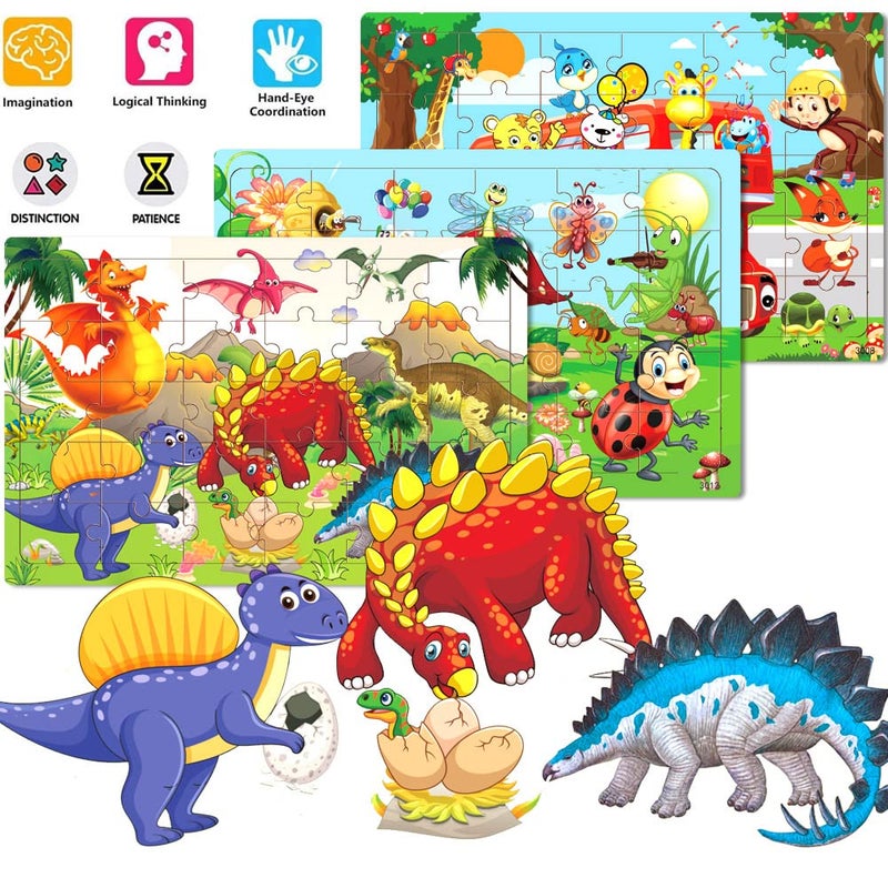 Blppldyci Wooden Jigsaw puzzles for kids ages 3-5 Year Old 30 Piece Colorful Wooden Puzzles for Toddler Children Learning Educational Puzzles Toys for Boys and Girls Set for Kids 3 4 5 6 Year Old (6 Puzzles) - Image 2
