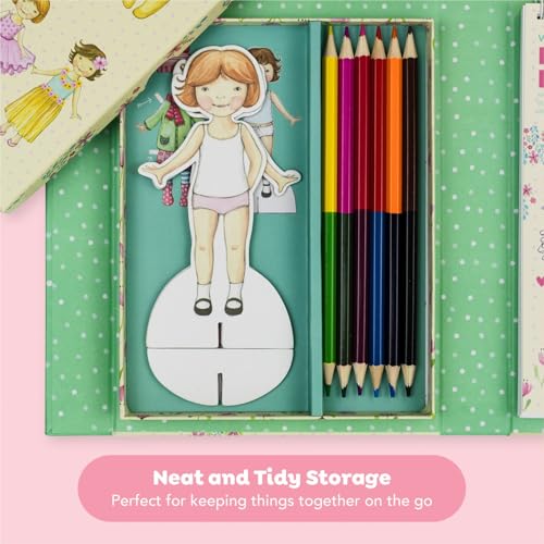 Tiger Tribe: Paper Dolls Kit - Vintage - Design & Dress 2 Paper Dolls, Includes Clothes You Color in, Colored Clothes, Stickers & Colored Pencils - Image 4