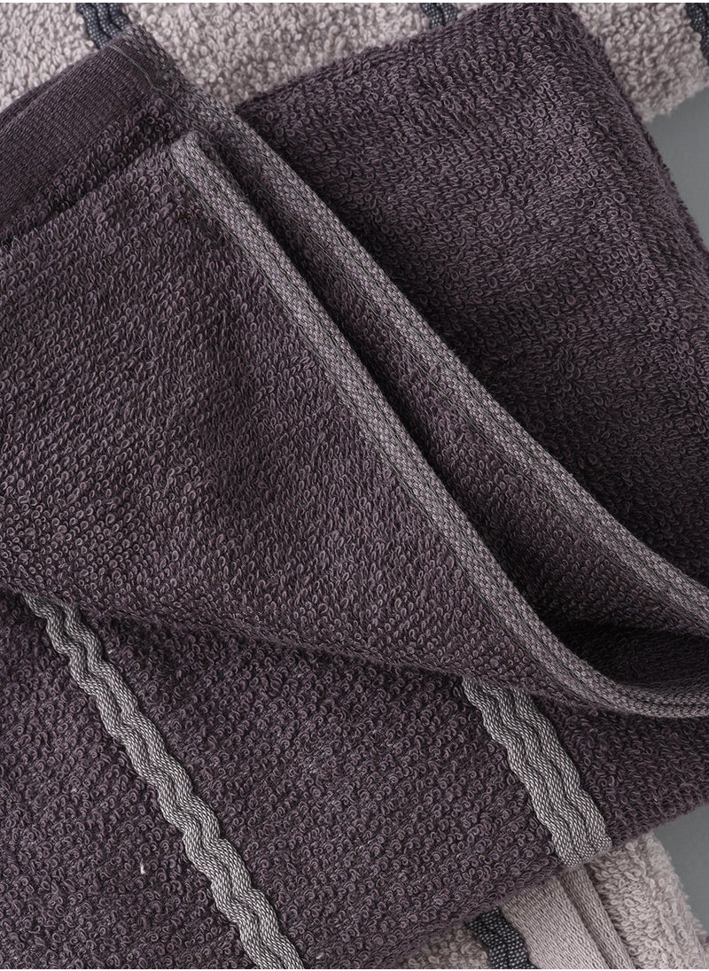 Dream Decor 100% Cotton Hand Towel Set of 3 Light Grey/ Dark Grey/ Light Grey 50x90 cm  - Image 2