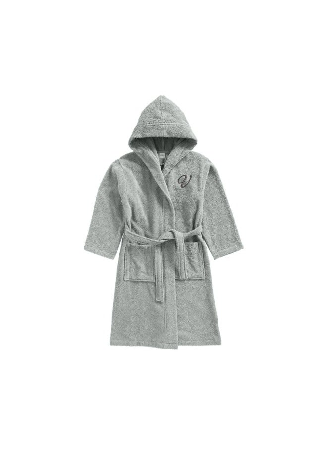 Daffodil (Grey) Monogrammed 8 Year Kids Bathrobe (112 x 113 Cm) Hooded Terry Cotton Set of 01 - Letter "V" - pzsku/ZAE9387A3499963176E02Z/45/_/1738927110/e0f075af-9004-4728-8a9d-c2531a03e9af