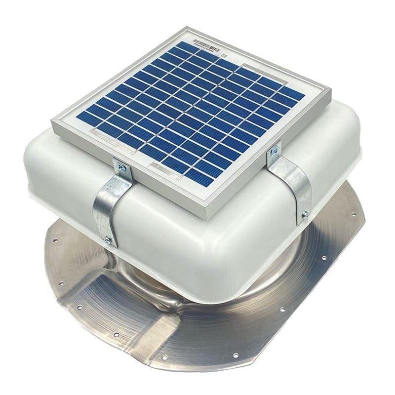Solar RoofBlaster for 35 ribbed Conex Shipping Containers White  Solar Roof Vent  Solar Roof Fan  Exhaust Fan for shipping containers  Get rid of containers hot air with suns power