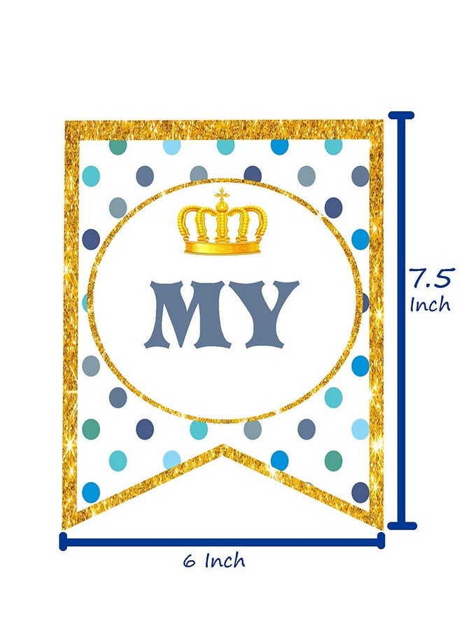 Funcart Funcart Golden Border Crown Printed Blue Polka dot Half Birthday Banner for Half Birthday Decoration/Half Birthday Decoration/6 Month/Half Way to One  - Image 3