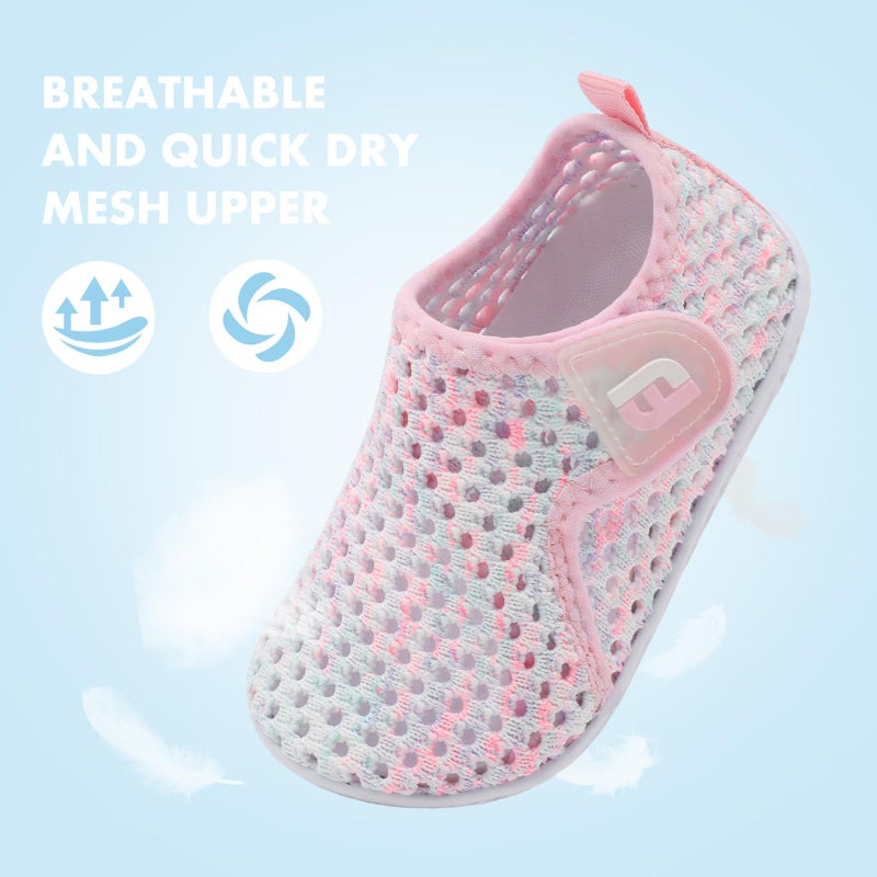 JOINFREE Baby Girls Boys Water Shoes Swim Toddler Barefoot Water Sports Sandals Aqua Socks Sneakers First Walking Shoes for Beach Color WhitePink 12-18 Months Infant - Image 3