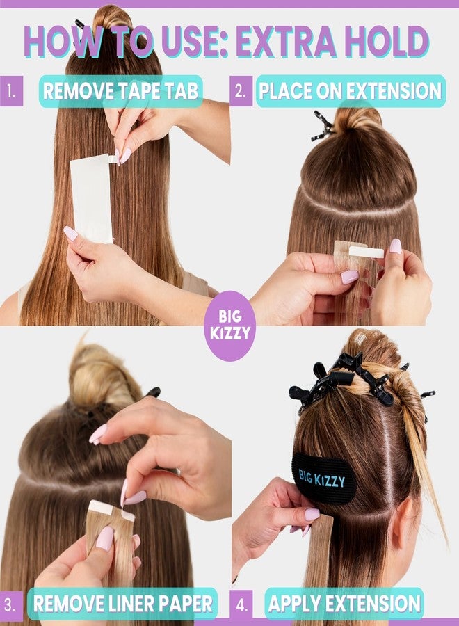 Big Kizzy Extra Hold Double Sided Hair Extension Tape - 144 tabs replacement tape - Strong hold of 6-8+ weeks - Made in USA - Image 4