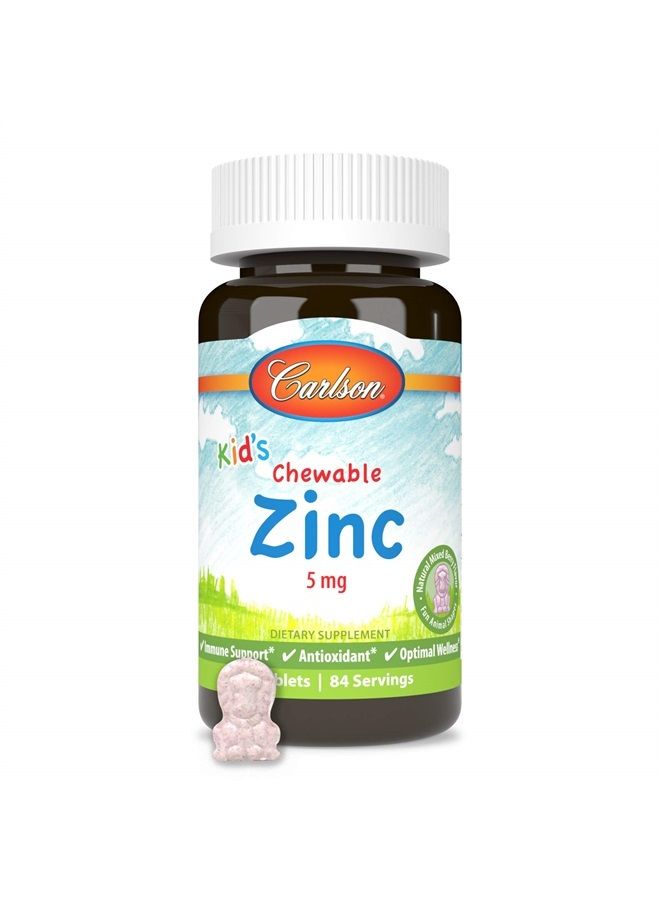 Carlson Kid's Chewable Zinc, 5 mg, Immune Support, Antioxidant Power, Natural Mixed Berry Flavor, 84 Tablets - Image 5