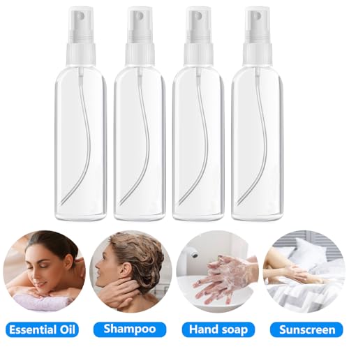 DTDNZKN 4 Pack 3.4 Oz (100ml) Small Spray Bottles, TSA Approved Travel Bottles for Toiletries with Labels - Fine Mist, Refillable, Reusable, Leak Proof - Image 5