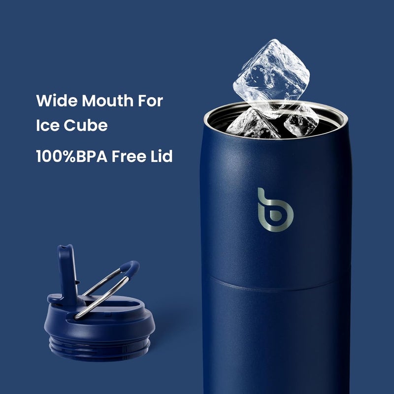 BOTTLE BOTTLE 32 oz Stainless Steel Water Bottle with Straw Lid and Handle - Indigo Blue - Image 5